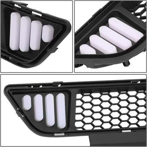 Vista 5 de DNA MOTORING GRF-LB-FM15-T1W-FL - Parrilla de parachoques delantero inferior de malla de panal con LED DRL compatible con base Ford Mustang 15-17