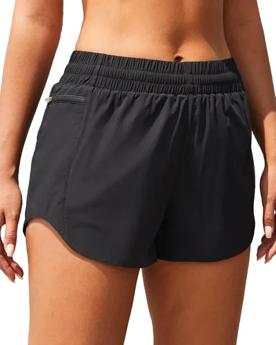 Vista 4 de Holipick Women's 3'' High Waisted Running Shorts with Zipper Pocket Athletic Quick Dry Workout Shorts with Mesh Liner