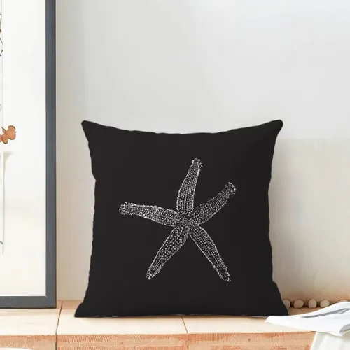Vista 3 de AEIOAE Juego de 2 fundas de almohada costeras de 16 x 16 pulgadas, fundas de cojines decorativos náuticos de playa con estrellas de mar negras