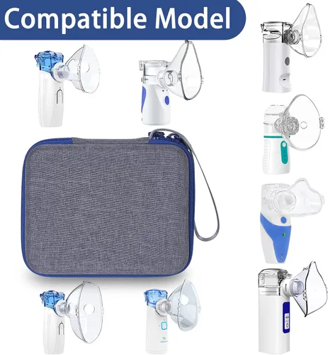 Vista 6 de Aenllosi Estuche de almacenamiento rígido compatible con nebulizador portátil para adultos y niños, funda de transporte de inhalador de mano