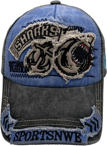 Vista 3 de Retro Shark Embroidered Baseball Cap Cotton Washable Snapback Hat Men Women Stretch Truck Caps Dad Hats