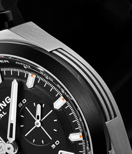 Vista 5 de Stuhrling Original - Reloj de pulsera con cronógrafo para hombre, caja de acero inoxidable con correa de goma