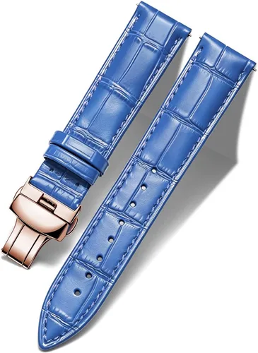 Vista 16 de BINLUN Leather Watch Strap, Quick Release Genuine Leather Replacement Watch Band with Butterfly Deployment Buckle for Men and Women, 12mm-24mm Blanco