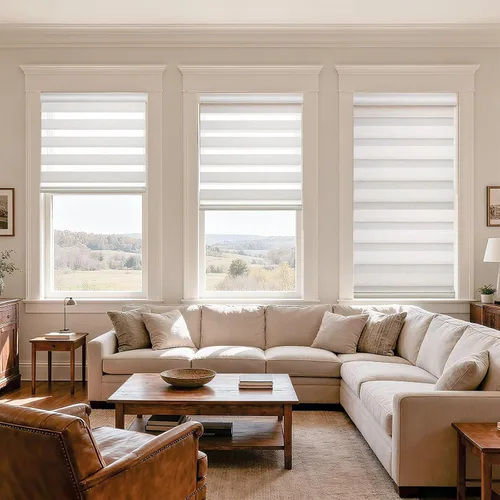 Vista 3 de MYshade Persianas Cebra Sin Cordón con Función de Parada Libre - Filtrado de Luz de Doble Capa y Cortinas Translúcidas de Privacidad para Día y Beige