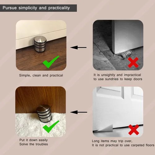 Vista 7 de MEKBOK Tope de puerta de piso resistente, sin taladros, topes de puerta, cuña de goma para puerta, con goma antideslizante, cuña de seguridad