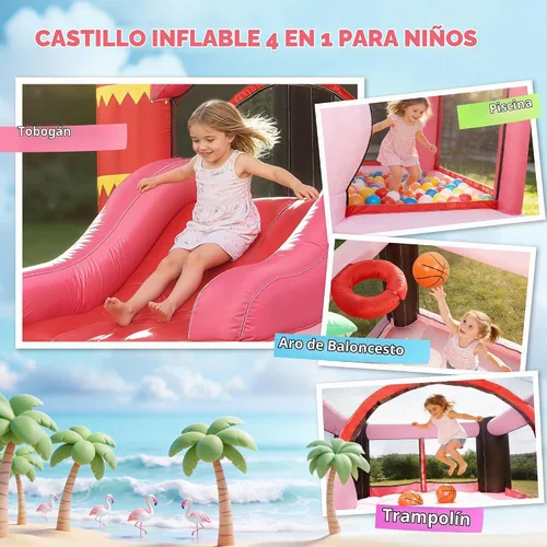 Vista 3 de Qaba Casa inflable de la despedida para los niños 4-en-1 saltando animoso