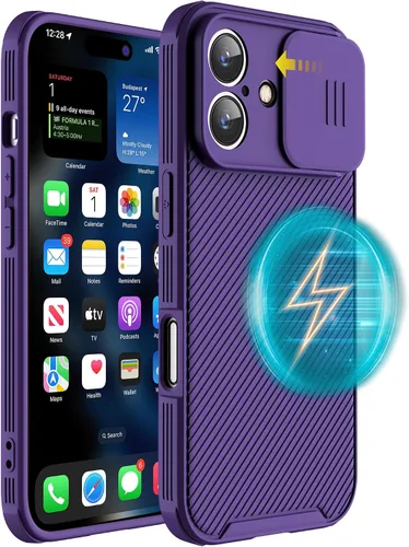 Vista 16 de Funda magnética para iPhone 16 Pro Max, funda protectora de cámara para iPhone 16 Pro Max [compatible con carga MagSafe] con cubierta deslizante
