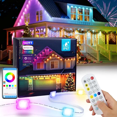 Vista 12 de Cadena de luces de campamento de 33 pies, 100 LED, 4 en 1, recargable, 100 LED, para exteriores, con 14 modos de iluminación, control remoto