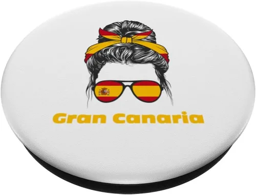 Vista 2 de Gran Canaria Spanish Lady Spain Flag PopSockets Adhesive PopGrip