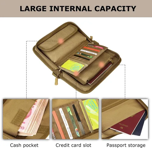 Vista 6 de SunForMorning Cartera táctica para tarjetas de identificación, cartera militar con bolsillo para monedas (1 parche incluido), Negro -, Cartera