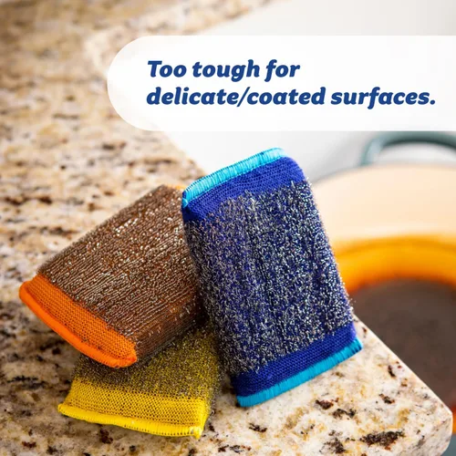Vista 4 de Esponjas de limpieza grandes de acero de Scrub Daddy - Esponja de acero inoxidable XL de Scrub Daddy para fregar platos - Almohadillas de limpieza