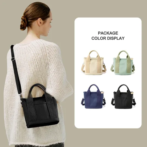 Vista 4 de Yaopeing Pequeña bolsa de lona, pequeña bolsa de mano, bolsa de hombro para mujer