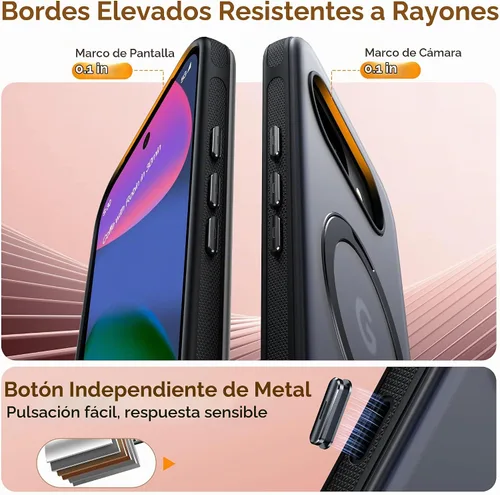 Vista 7 de Oneagle Soporte magnético giratorio de 360° para Google Pixel 10a funda translúcida [compatible con MagSafe], funda delgada mate para teléfono Pixel