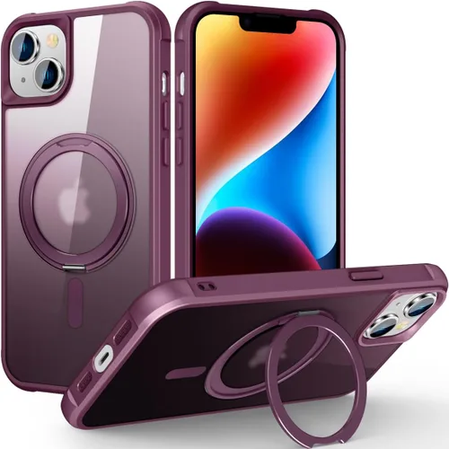 Vista 36 de Funda para iPhone 11 con soporte de anillo magnético giratorio de 360° [compatible con Mag-Safe] [Protección de grado militar] Funda translúcida