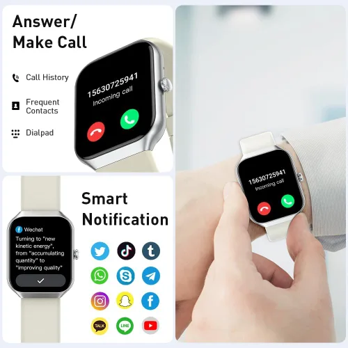 Vista 3 de Reloj inteligente (responder/hacer llamada), reloj inteligente HD de 1,96" para hombres y mujeres, reloj de fitness 2025 con más de 110 modos