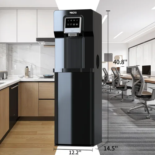 Vista 7 de VECYS Enfriador de agua de carga inferior con máquina de hielo, suministro de agua fría con fabricación diaria de hielo de 18 libras, compatible