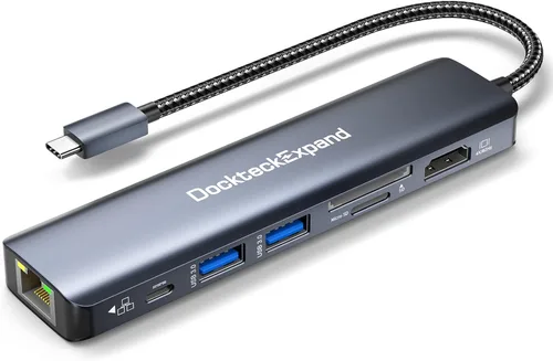 Vista 8 de Hub USB C, adaptador multipuerto USB-C DockteckExpand 5 en 1 con HDMI 4K, entrega de energía de 100 W, 3 puertos de datos USB 3.0 para MacBook