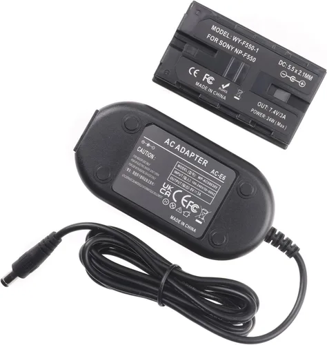 Vista 4 de FocusFoto Cable adaptador de fuente de alimentación de CA + batería ficticia NP-F, acoplador de CC para Sony NP-F550 NP-F570 NP-F970 para alimentar