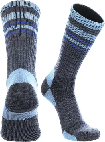 Vista 30 de TCK Calcetines de lana merino para hombres y mujeres para senderismo, caza, ciclismo de montaña, longitud de la tripulación para botas