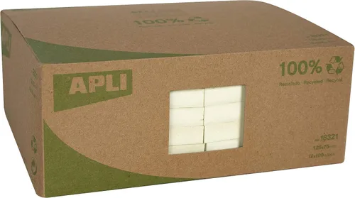 Vista 2 de APLI 18321 - Notas adhesivas recicladas Classic 4.921 x 2.953 in, 12 blocs de 100 hojas, color amarillo