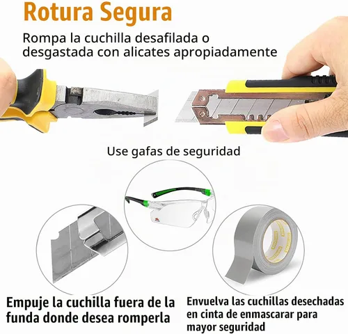 Vista 7 de DOWELL Cortador de caja de cuchillos utilitarios retráctil, autocarga, resistente, a presión, cambio rápido, cuchillas adicionales (3 piezas) TPR+PP