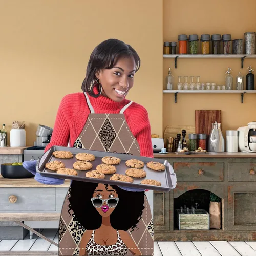 Vista 7 de 4 delantales impermeables para mujeres africanas, delantales ajustables para cocinero, reina, negro, para hornear, parrilla, jardinería, cocina