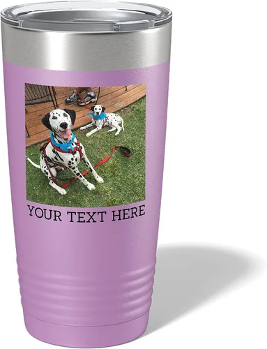Vista 8 de Vaso personalizado de 20 onzas (17 colores) con foto impresa con aislamiento térmico de acero inoxidable recubierto de polvo con tapa, regalo