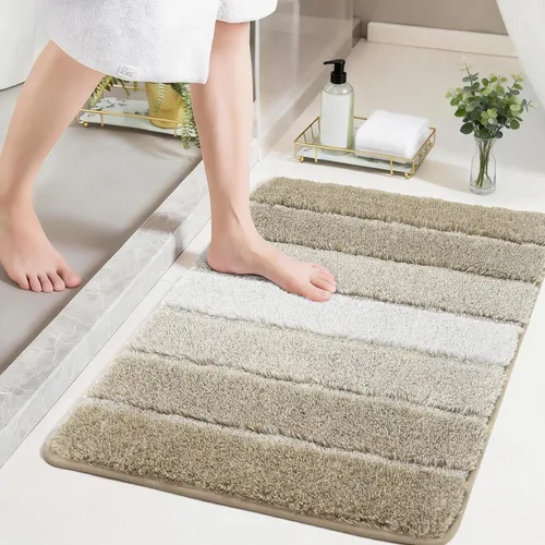 Vista 21 de COSY HOMEER Alfombras de baño de 24 x 17 pulgadas, ultra suaves y absorbentes, con respaldo de TPR antideslizante, lavable a máquina, alfombra Beige