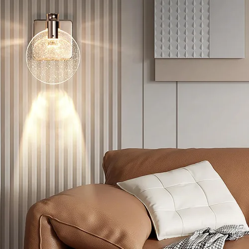 Vista 3 de Aomesinc Aplique de pared LED de cristal estilo nórdico, luces creativas simples para sala de estar, dormitorio, mesita de noche, tocador, baño