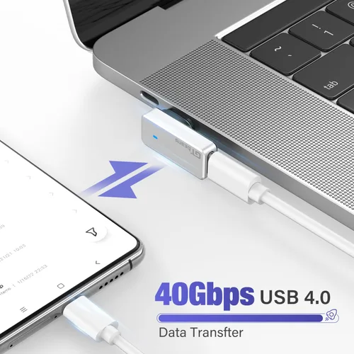 Vista 6 de Adaptador magnético USB C de 24 pines, conector tipo C compatible con carga rápida PD 240W, transferencia de datos USB 4.0 de 40 Gb/s y salida