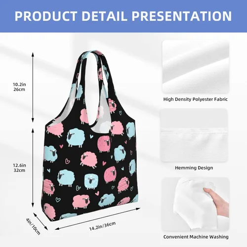 Vista 5 de WOAIDY Bolsas de comestibles reutilizables, 50 libras plegables y duraderas bolsas de compras con asas grandes y lavables