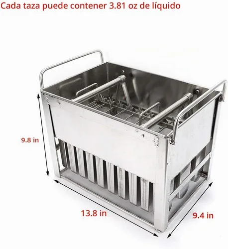 Vista 5 de 30 moldes de acero inoxidable para helados y paletas congeladas, soporte para palitos de helado + cepillo de limpieza