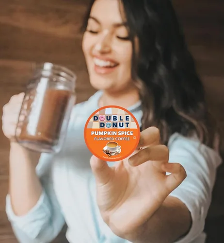 Vista 127 de Double Donut Coffee Cápsulas de Café Half Caff, Cápsulas de Café de Media Cafeína de Porción Individual para Cafeteras Keurig K Cup, Tostado Medio