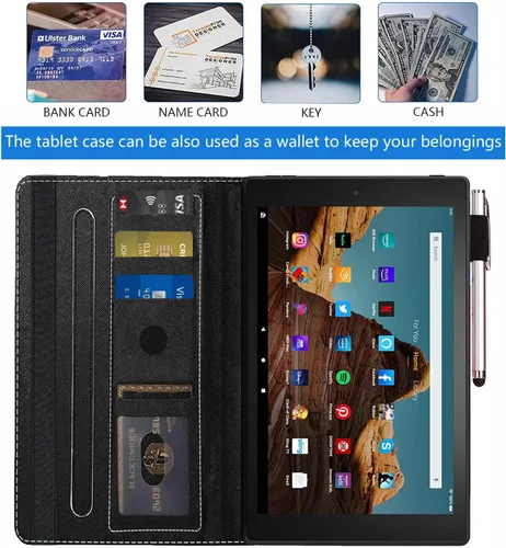 Vista 7 de WEUIUJKILO Funda para tablet Kindle Fire HD 10 de 10.1 pulgadas (9ª/7ª generación, versión 2019/2017) – Diseño de bandera estadounidense y girasol