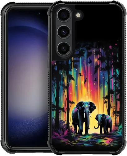 Vista 34 de Funda compatible con Samsung Galaxy S23, diseño de elefantes africanos, diseño increíble a prueba de golpes, antiarañazos, carcasa trasera
