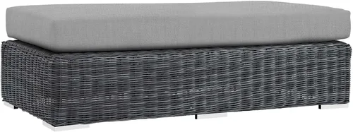 Vista 7 de Modway Summon - Otomana cuadrada de mimbre para patio al aire libre Sunbrella en lona toscana