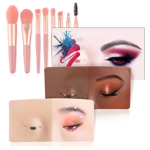 Vista 13 de Cara de práctica de maquillaje de silicona, maniquí 5D para sombra de ojos de pestañas Odorless Soft Silicone, Reusable 5000+ Times, Easy Clean