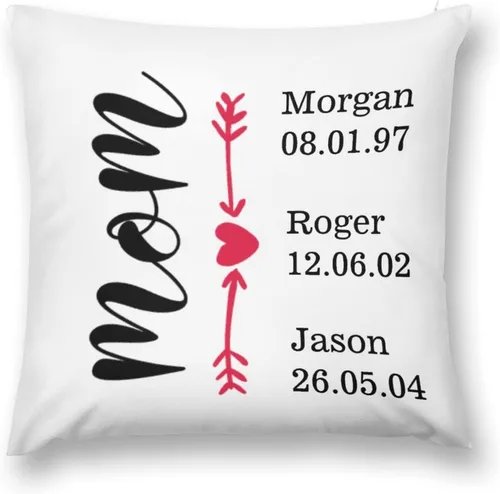 Vista 3 de Custom Mothers Day Pillow Cover Soft Velvet Square Pillow Case with Kids Names Family Names Custom Gift for Mom Mommy from Child Daughter Son, #1