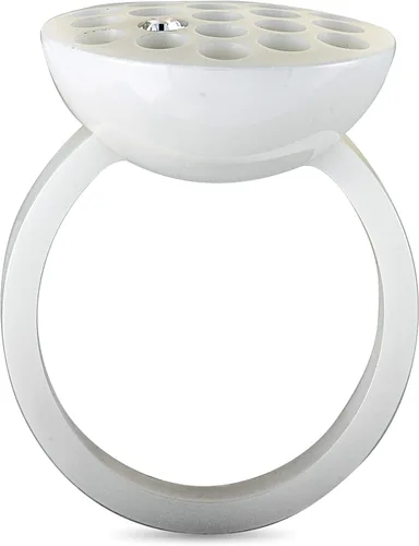 Vista 2 de Swatch Moon Illusion Anillo de cristal de cerámica blanca de acero inoxidable