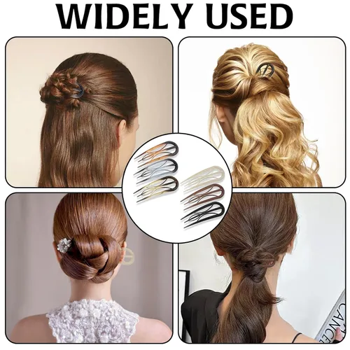 Vista 7 de 6 piezas de horquillas francesas, horquilla de cabello en forma de U estilo retro con dientes internos, horquillas francesas para el cabello
