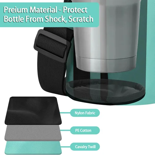 Vista 6 de Xxerciz Bolsa de transporte para botella de agua para vaso Yeti Rambler de 30 onzas, soporte para botella de agua con correa ajustable, bolsa
