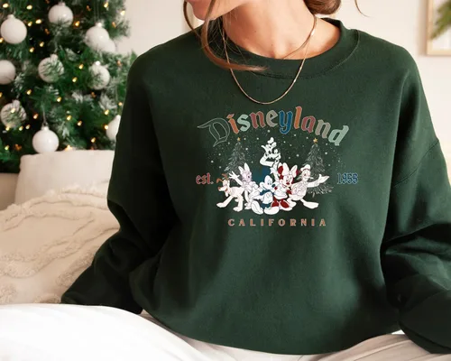 Vista 6 de Sudadera de Navidad de Mickey and Friends, sudaderas de Navidad para mujer, suéter de Navidad, sudadera de Mickey Mouse, suéteres de Navidad