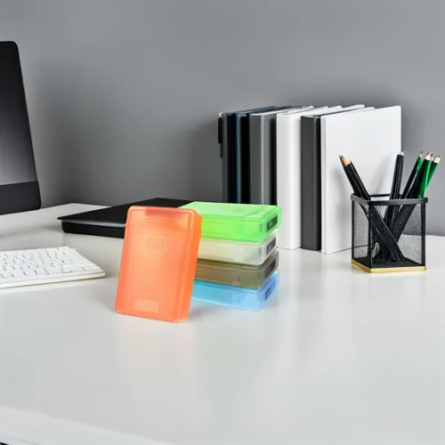 Vista 4 de 5 fundas protectoras para disco duro con plástico duradero a prueba de golpes y caja de almacenamiento estática en blanco, verde y gris para una