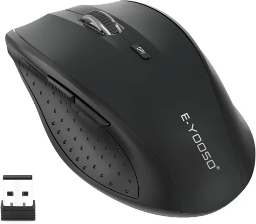 Vista 13 de E-YOOSO - Ratón inalámbrico Bluetooth para portátil, ratón óptico portátil para computadora, 6 botones, inalámbrico 2.4GHz con receptor USB, 4800