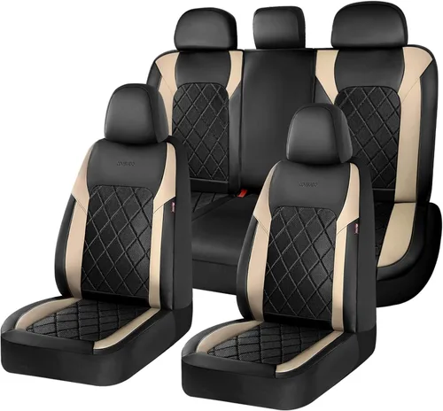 Vista 26 de Coverado Juego completo de fundas de asiento de automóvil, fundas de asiento de 5 asientos, protectores de asiento de malla transpirable, ajuste