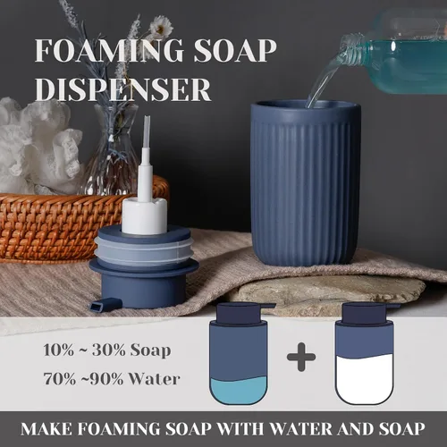 Vista 3 de INGOFIN Dispensador de Jabón Espumoso Cerámico - Dispensador de Jabón de Mano de 12oz Espumoso para Baño, Dispensador de Platos Moderno y Recargable