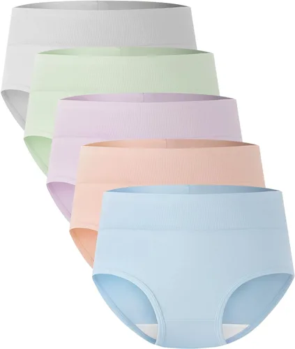 Vista 15 de BAMBOO COOL Ropa interior para mujer, calzones de cintura alta, cobertura completa, suaves y transpirables, paquete de 5