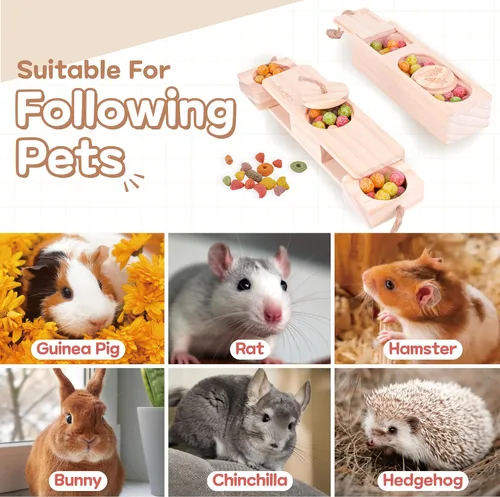 Vista 8 de SoulThink® Juguetes Interactivos Avanzados de Madera para Conejos Mascotas - Juguetes Masticables Olfatea y Come para Golosinas de Conejo, Adecuados