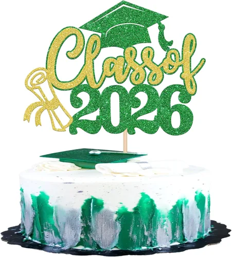 Vista 12 de 1 pieza de decoración para pastel de graduación 2026 con tapa de graduación con purpurina, diploma de tacón alto para niña, selección de pastel