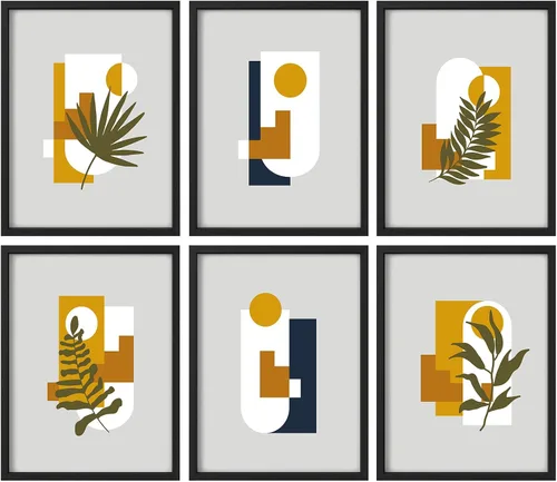 Vista 104 de Juego de galería de collage enmarcado para pared, diseño de plantas de flores de William Morris, ilustraciones de naturaleza silvestre, moderno